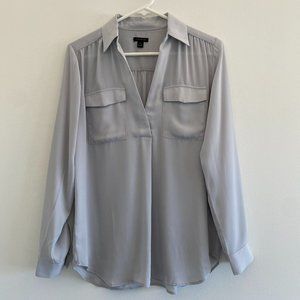 Ann Taylor Camp Shirt Pale Grey Size XS